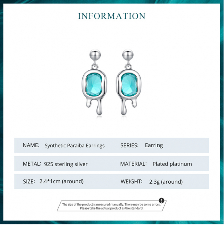 Cercei argint Picasso cu cristal albastru de Paraiba [9]