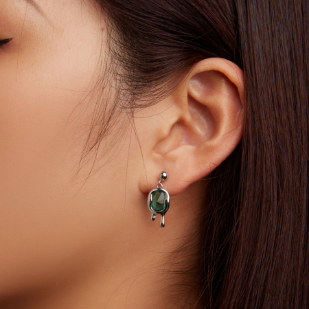 Cercei argint Picasso cu cristal albastru de Paraiba [2]