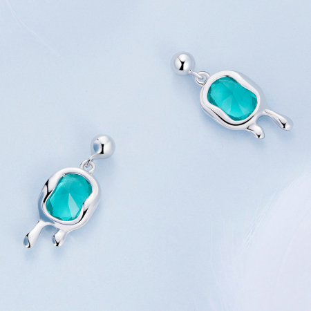 Cercei argint Picasso cu cristal albastru de Paraiba [3]