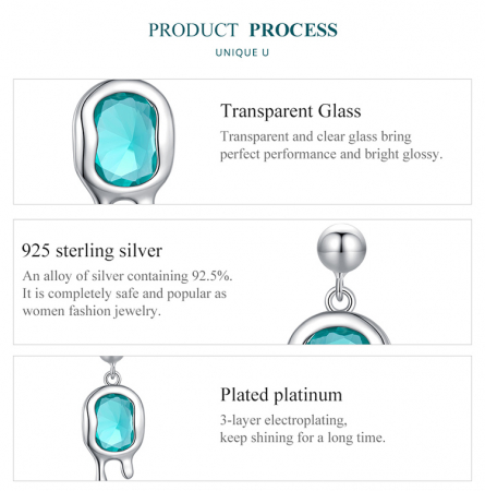 Cercei argint Picasso cu cristal albastru de Paraiba [8]