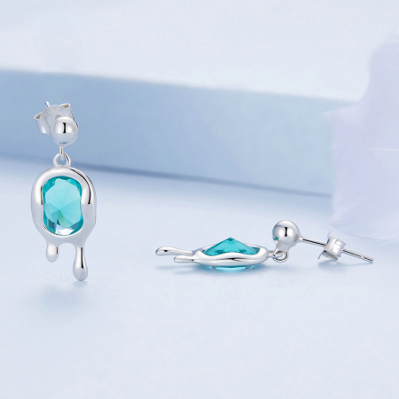 Cercei argint Picasso cu cristal albastru de Paraiba [4]