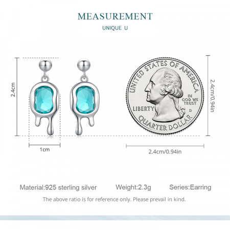 Cercei argint Picasso cu cristal albastru de Paraiba [7]