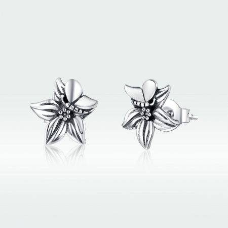 Cercei argint cu floare si fluturas [6]