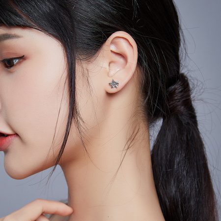 Cercei argint cu floare si fluturas [5]