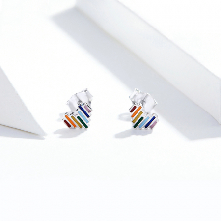 Cercei argint cu inimioare si curcubeu [6]