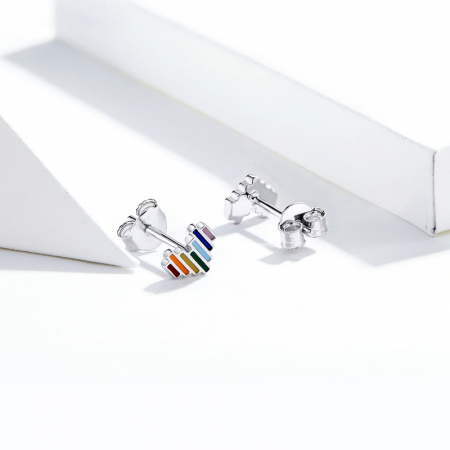 Cercei argint cu inimioare si curcubeu [4]