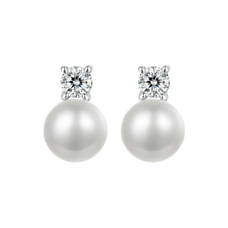 Cercei argint cu perle naturale si moissanite