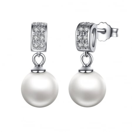 Cercei argint cu perle naturale si zirconii albe [0]
