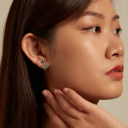 Cercei argint cu trifoi cu patru foi si cristale [6]