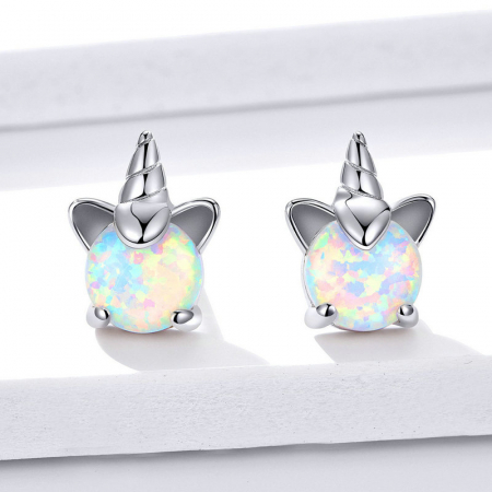 Cercei argint cu unicorn si opal [4]