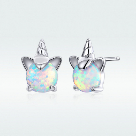 Cercei argint cu unicorn si opal [7]