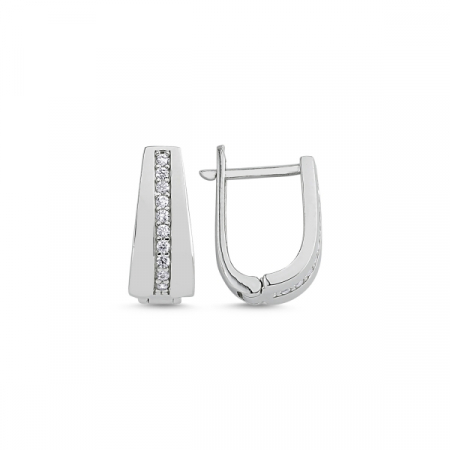 Cercei argint cu zirconii albe placat cu rodiu - ETU0113 [0]
