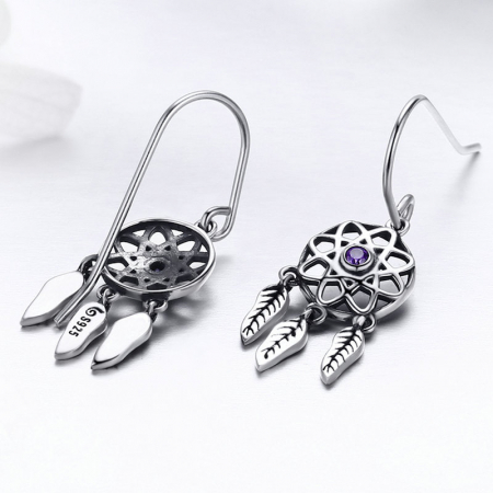 Cercei argint Dream Catcher si zirconii mov [2]