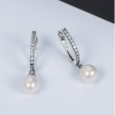 Cercei argint eleganti cu perle naturale si zirconii [2]