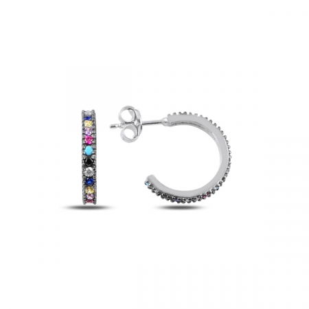 Cercei argint Eternity cu zirconii colorate 11,5 mm placat cu rodiu - ETU0152 [0]