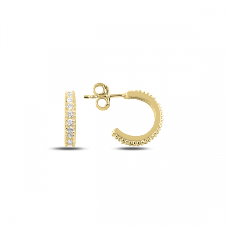 Cercei argint Eternity placati cu aur galben 8,5 mm, cu zirconii albe - ETU0154 [0]