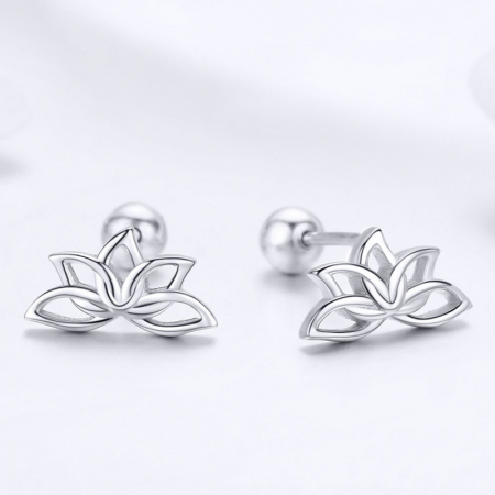 Cercei argint flore de lotus placati cu rodiu [3]