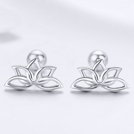 Cercei argint flore de lotus placati cu rodiu [2]
