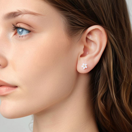 Cercei argint Flori Sakura Albe [3]