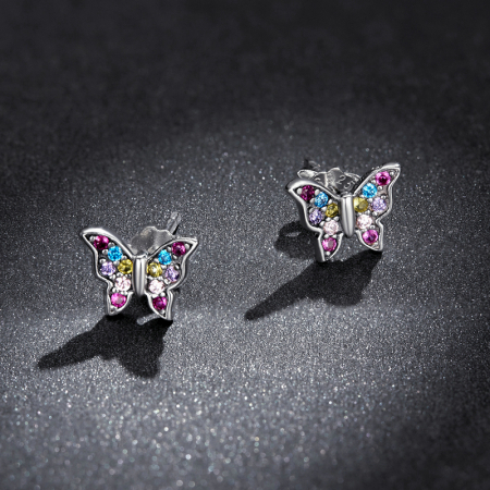 Cercei argint fluturasi colorati [3]
