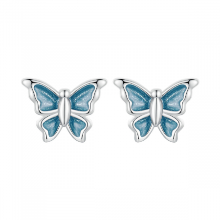 Cercei argint fluture albastru