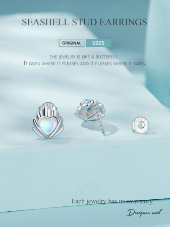 Cercei argint in forma de scoica [12]