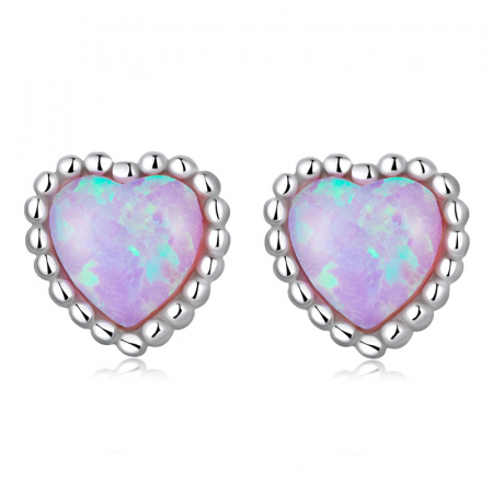 Cercei argint inima de opal