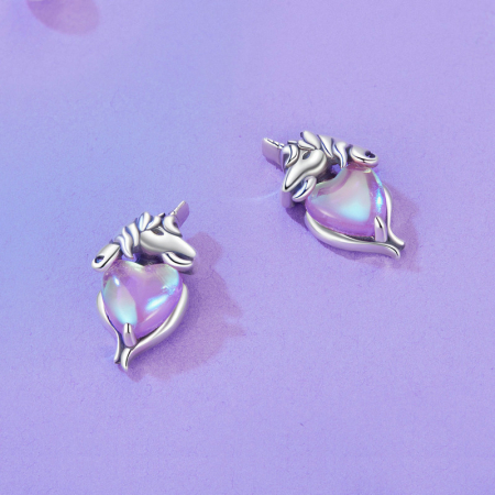 Cercei argint inimioare cu unicorni [4]