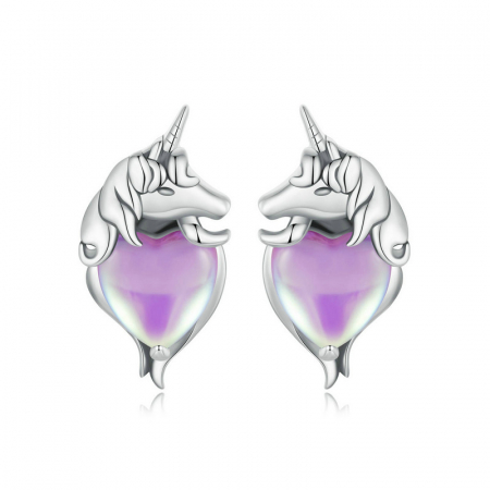 Cercei argint inimioare cu unicorni [7]