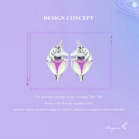 Cercei argint inimioare cu unicorni [9]