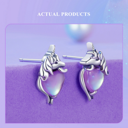 Cercei argint inimioare cu unicorni [16]