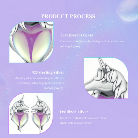 Cercei argint inimioare cu unicorni [13]