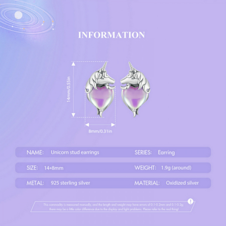 Cercei argint inimioare cu unicorni [11]