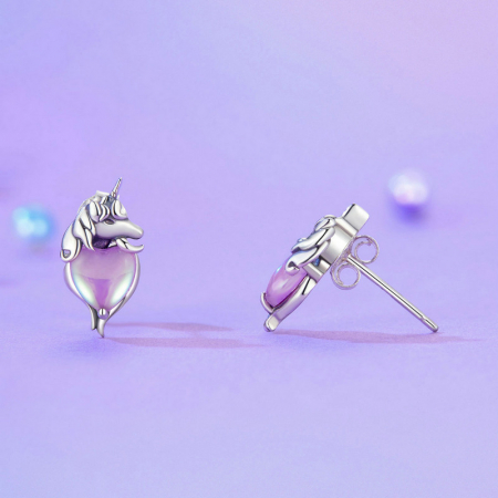 Cercei argint inimioare cu unicorni [5]