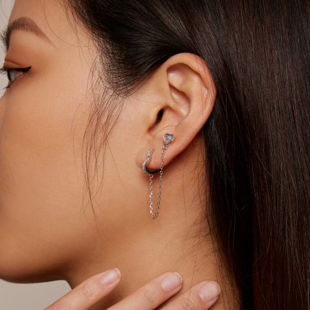 Cercel argint lant si inimioare [5]