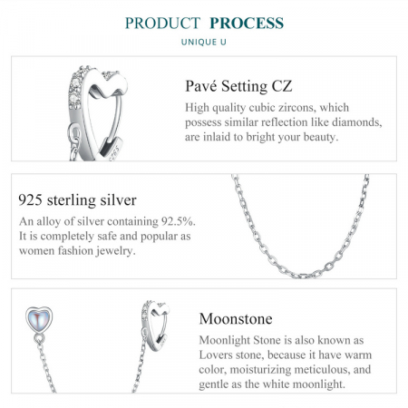 Cercel argint lant si inimioare [9]