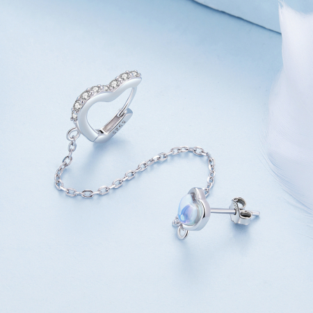 Cercel argint lant si inimioare [4]