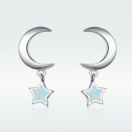 Cercei argint Luna si Luceafarul cu Opal [1]