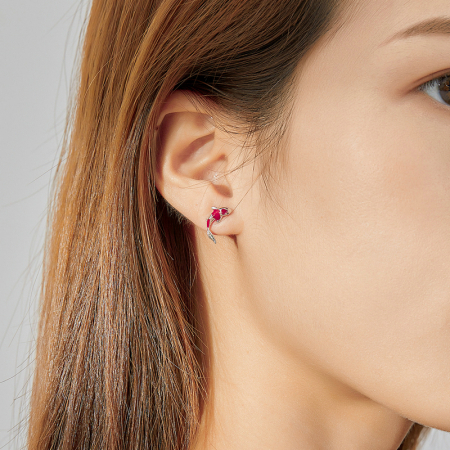 Cercei argint pestisori Koi rosii placati cu rodiu [1]