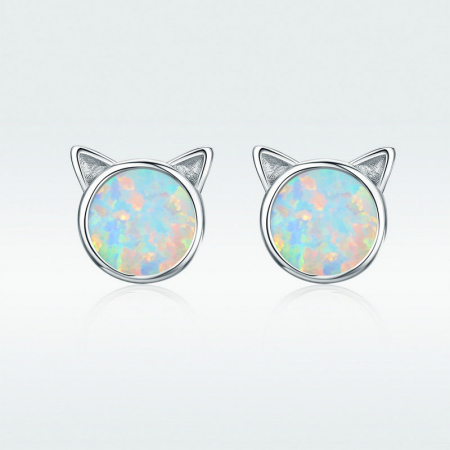 Cercei argint pisicute de opal [7]