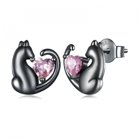 Cercei argint pisicute negre [10]