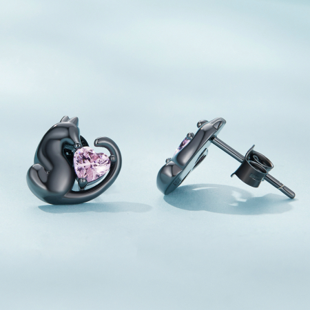 Cercei argint pisicute negre [3]