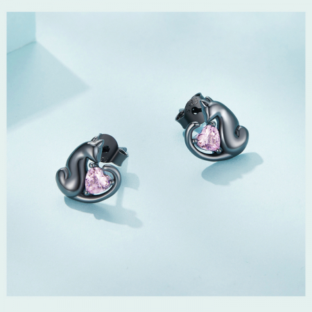 Cercei argint pisicute negre [8]