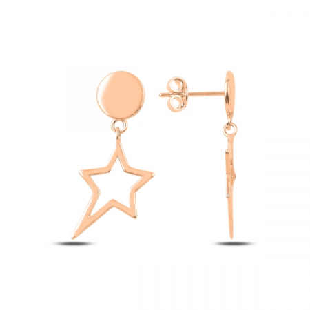 Cercei argint placat cu aur roz cu steluta - ETU0182 [0]