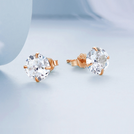 Cercei rotunzi aurii din argint cu zirconii 6 mm [3]