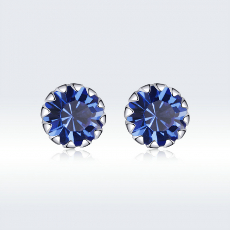 Cercei argint simpli cu zirconiu albastru [7]