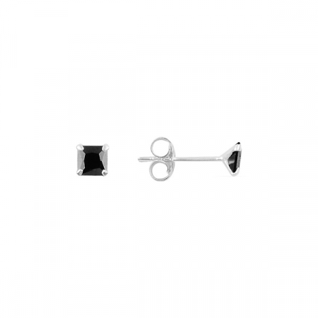 Cercei argint Solitaire cu zirconii 4 mm negre