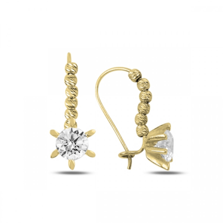 Cercei argint Solitaire cu zirconii albe placati cu aur galben - ETU0198 [0]