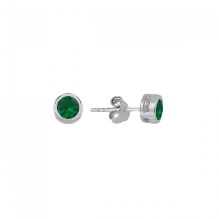 Cercei argint Solitaire cu zirconii rotunde emerald