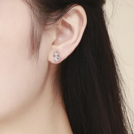 Cercei cu surub pisicuta somnoroasa cu zirconii roz [4]